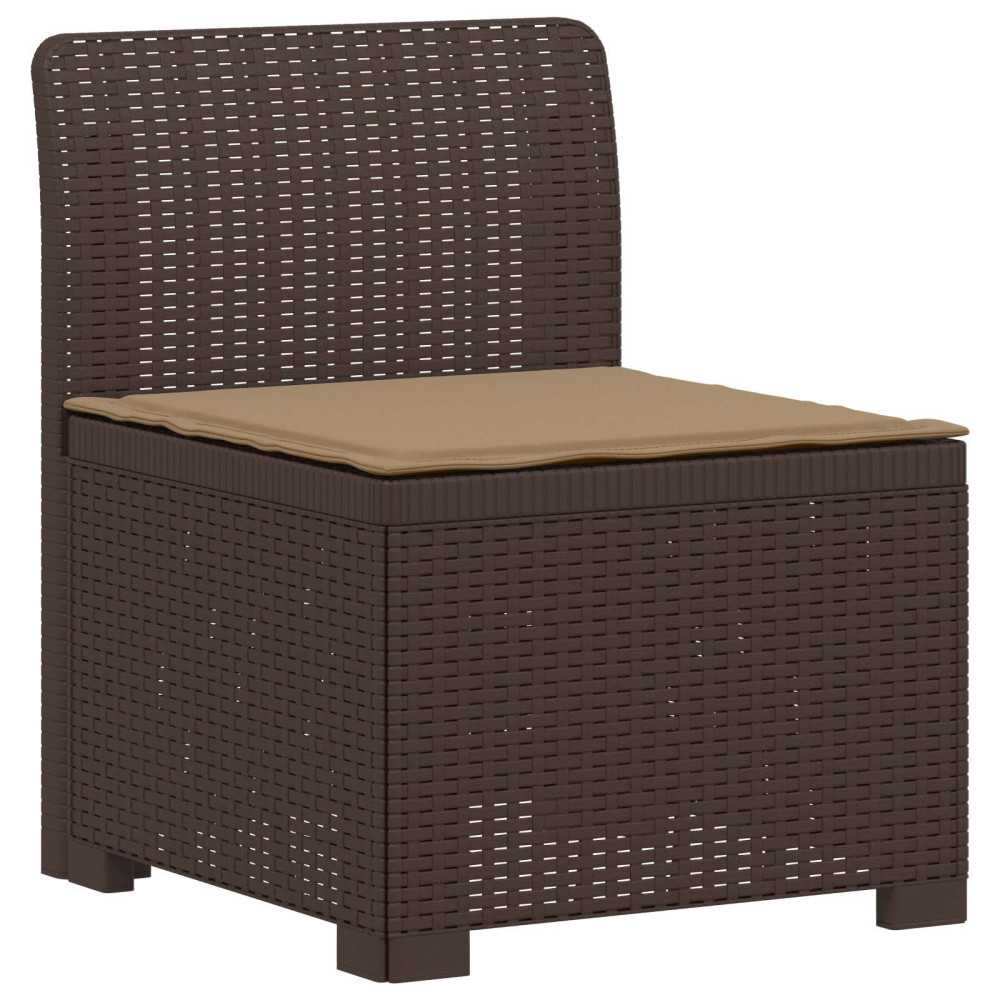 Produktbild för 3-sits trädgårdsoffa med kuddar Rattan-look PP Brun