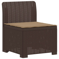 Produktbild för 3-sits trädgårdsoffa med kuddar Rattan-look PP Brun