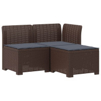 Produktbild för 3-sits trädgårdsoffa med kuddar Rattan-look PP Brun