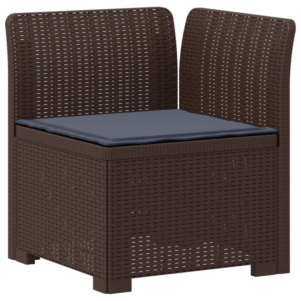 Produktbild för 3-sits trädgårdsoffa med kuddar Rattan-look PP Brun