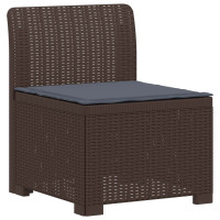 Produktbild för 3-sits trädgårdsoffa med kuddar Rattan-look PP Brun