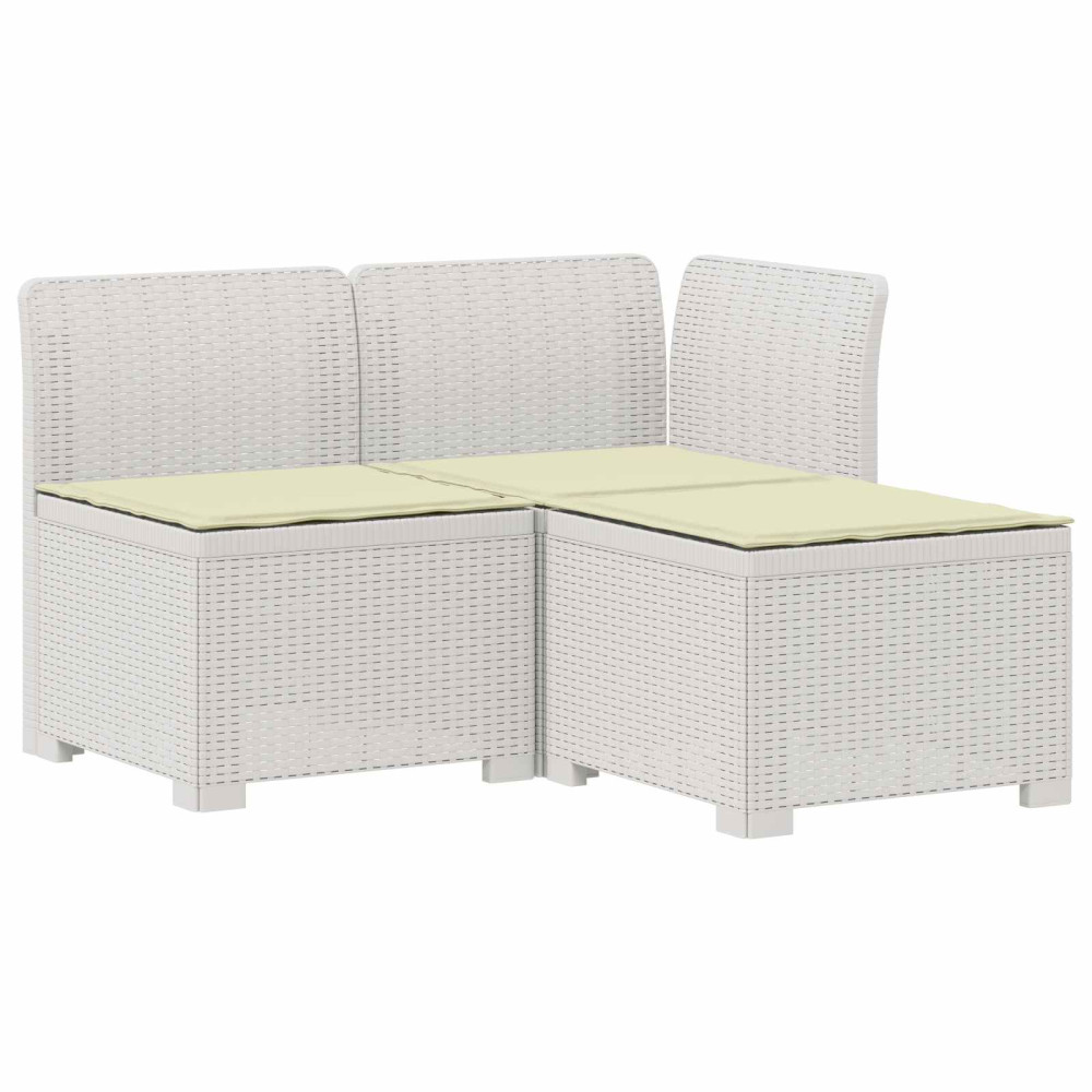 Produktbild för 3-sits trädgårdsoffa med kuddar Rattan-look PP Vit