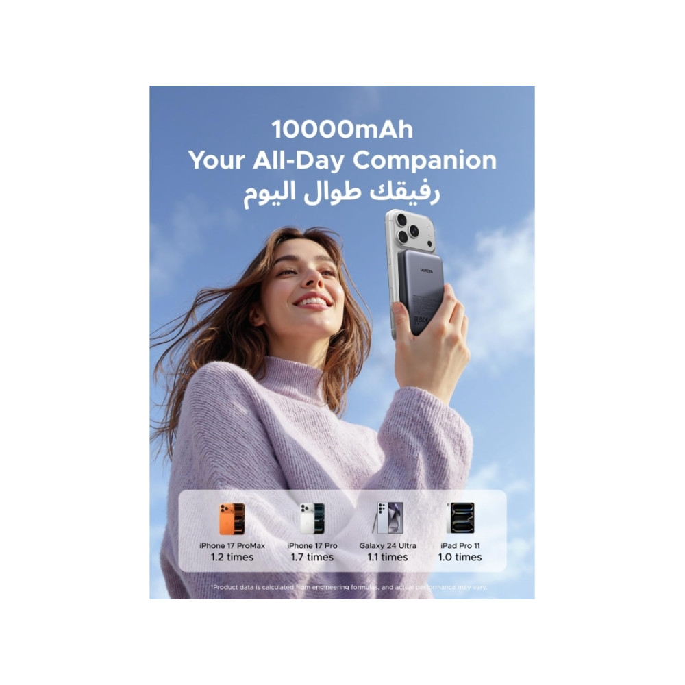 Produktbild för Ugreen trådlös powerbank - magnetisk - Li-Ion - USB-C - 20 Watt