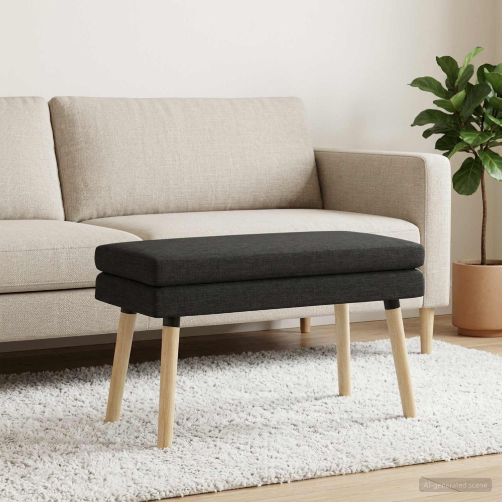 Produktbild för Dubbel-lager bänk Svart 80 x 40 x 47 cm Tyg