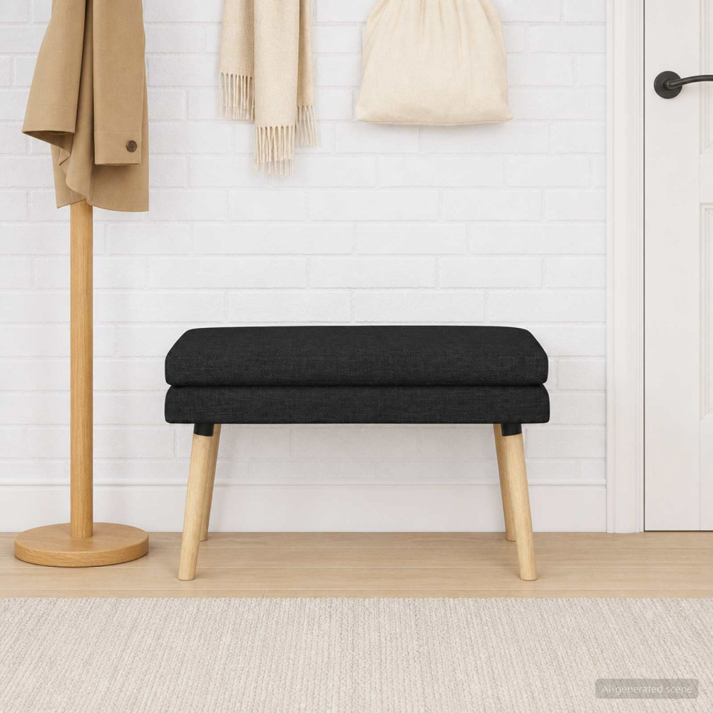 Produktbild för Dubbel-lager bänk Svart 80 x 40 x 47 cm Tyg