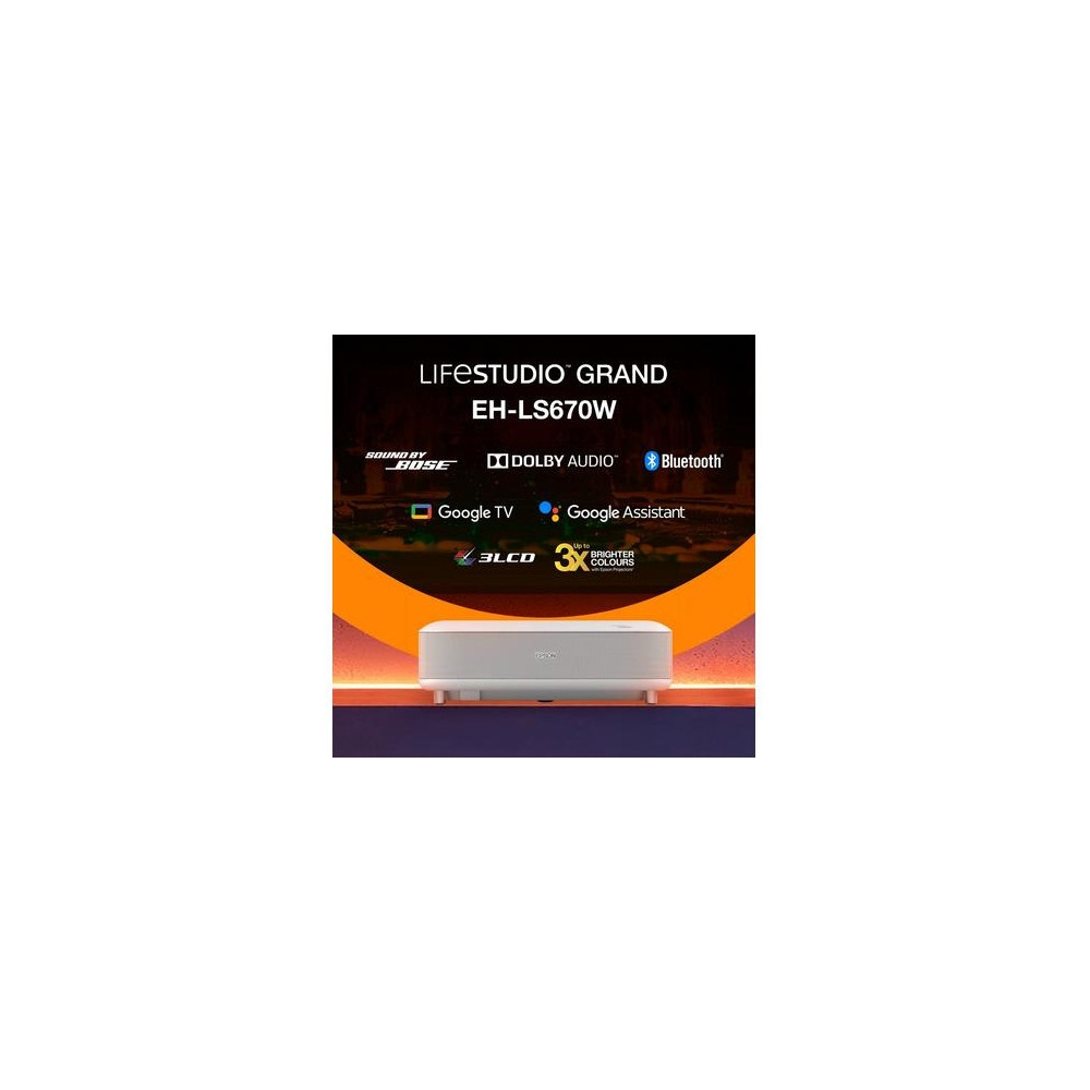 Produktbild för Epson Lifestudio Grand EH-LS670W - 3LCD-projektor - ultrakort kastavstånd - 802.11a/b/g/n/ac trådlös Miracast - diamantvit