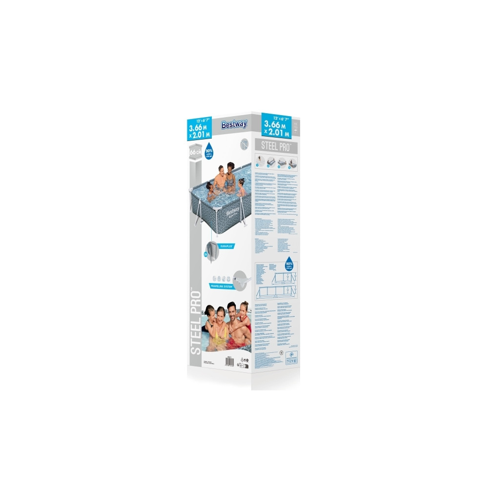 Produktbild för Bestway 561FT, 4000 l, Pool med ram, Barn och vuxen, Grå, 19...