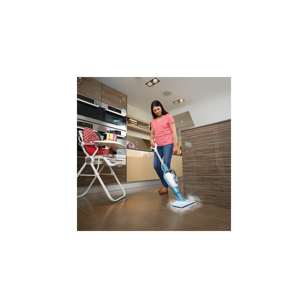 Produktbild för BLACK+DECKER FSMH1321 - ångdammsugare - skaft/handhållen - vit/aqua