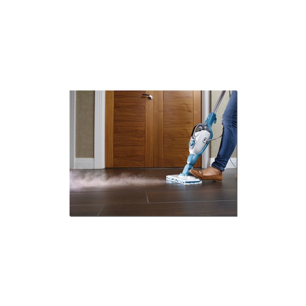 Produktbild för BLACK+DECKER FSMH1321 - ångdammsugare - skaft/handhållen - vit/aqua