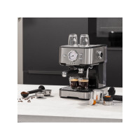 Produktbild för Princess 249412 - kaffemaskin med mjölkskummare - 20 bar - metal steel