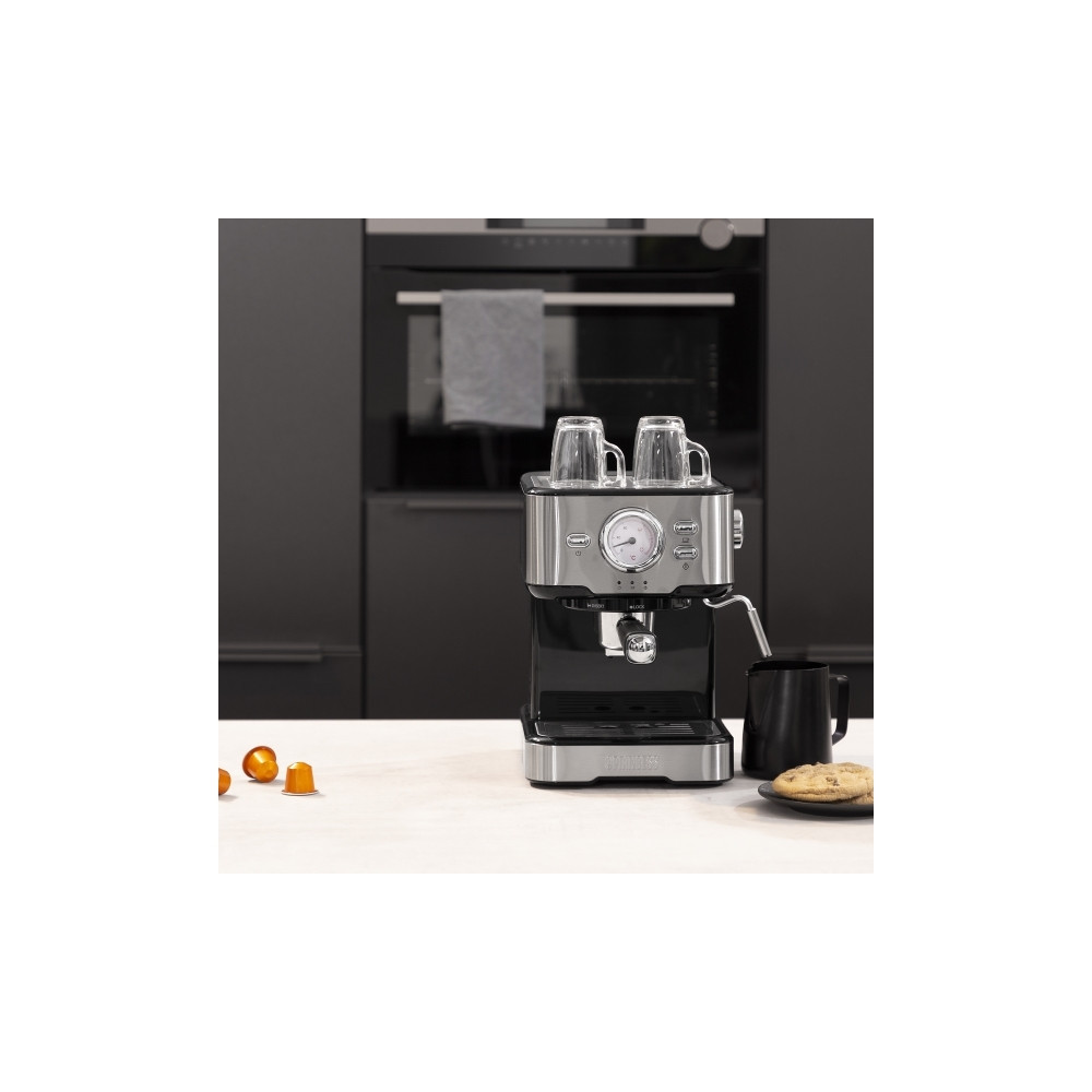 Produktbild för Princess 249412 - kaffemaskin med mjölkskummare - 20 bar - metal steel