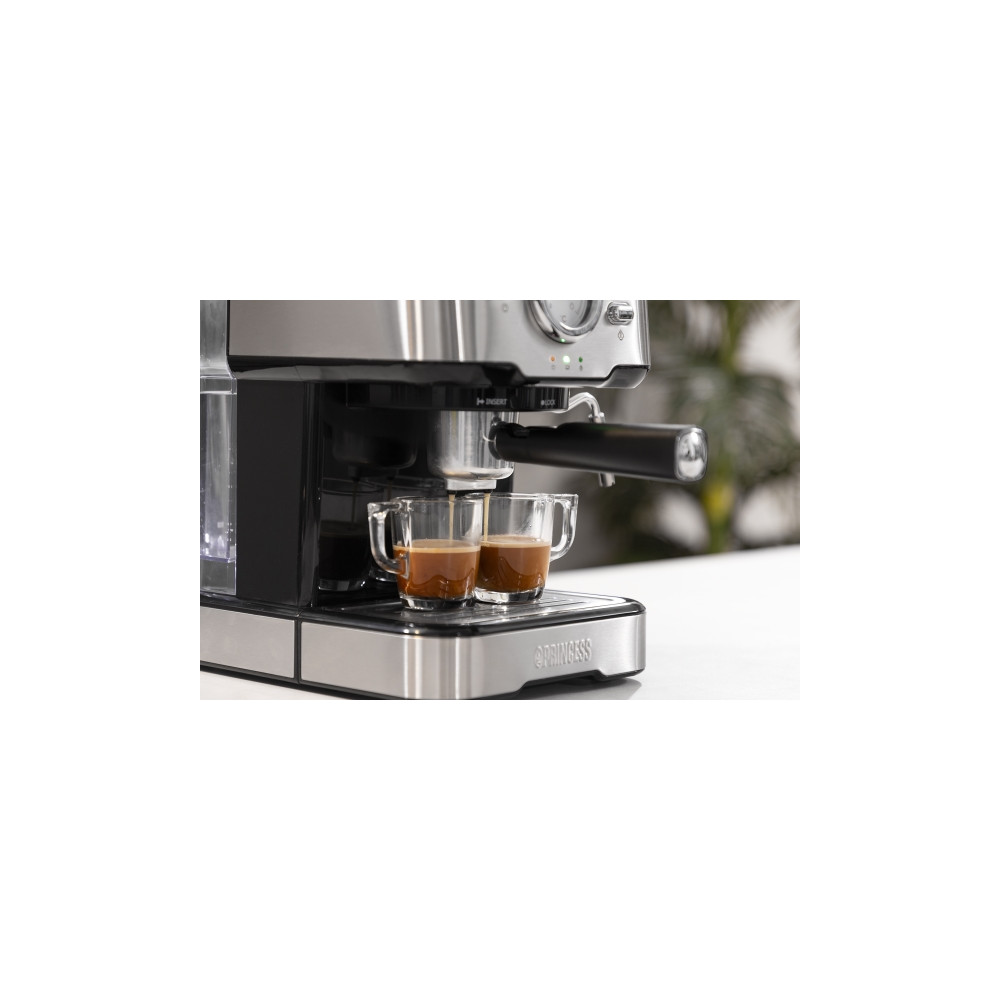 Produktbild för Princess 249412 - kaffemaskin med mjölkskummare - 20 bar - metal steel