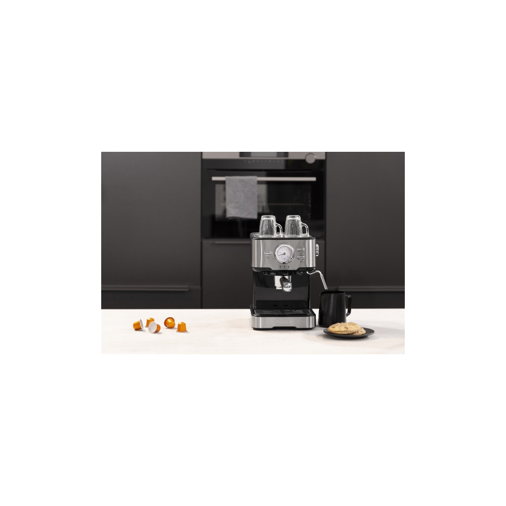 Produktbild för Princess 249412 - kaffemaskin med mjölkskummare - 20 bar - metal steel