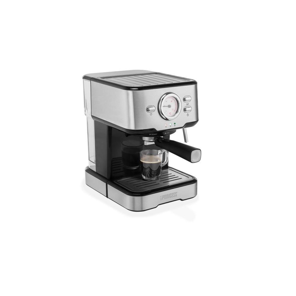 Produktbild för Princess 249412 - kaffemaskin med mjölkskummare - 20 bar - metal steel