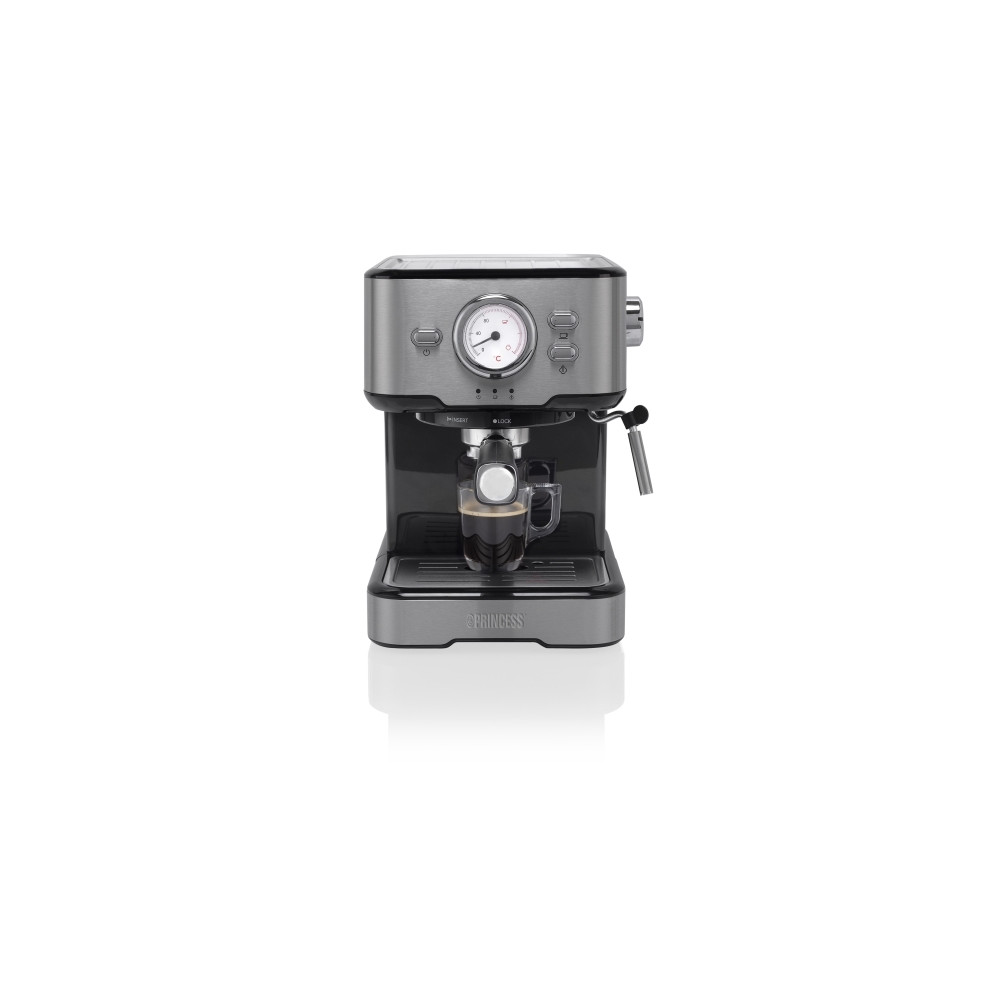 Produktbild för Princess 249412 - kaffemaskin med mjölkskummare - 20 bar - metal steel