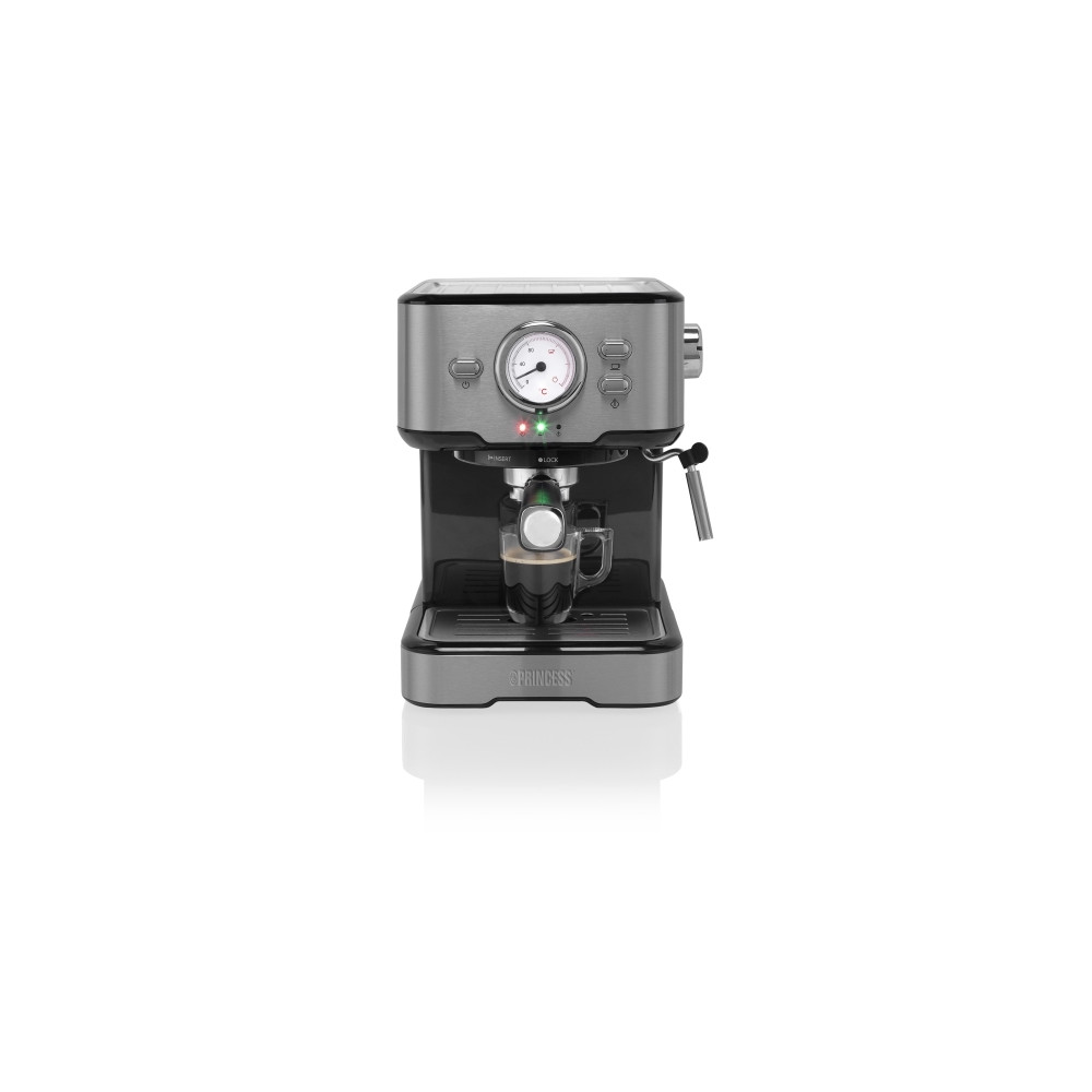 Produktbild för Princess 249412 - kaffemaskin med mjölkskummare - 20 bar - metal steel