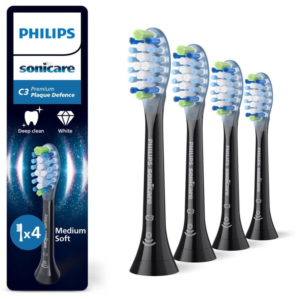 Produktbild för Philips Sonicare C3 Premium Plaque Defence HX9044 - extra tandborsthuvud - svart