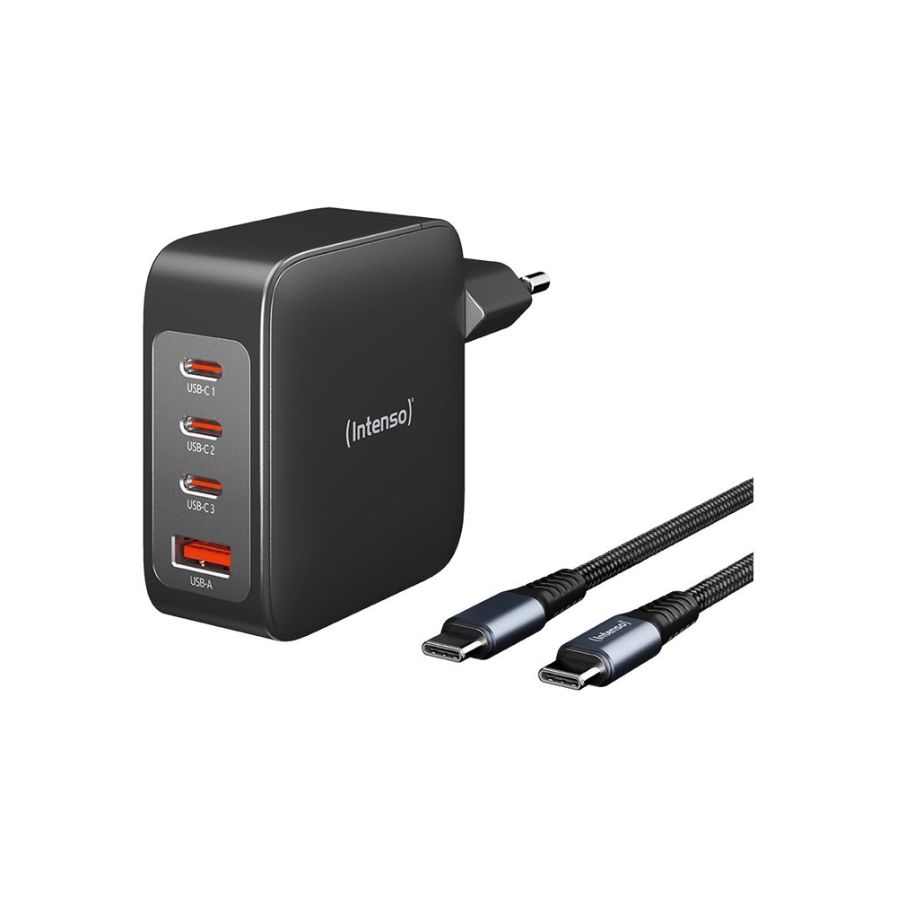 Produktbild för Intenso W140A3C strömadapter - GaN - 3 x USB-C, USB typ A - 240 watt - med C520C-kabel