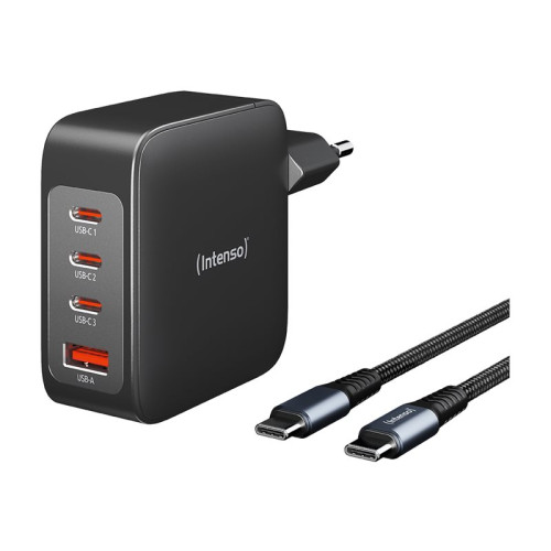 Intenso Intenso W140A3C strömadapter - GaN - 3 x USB-C, USB typ A - 240 watt - med C520C-kabel