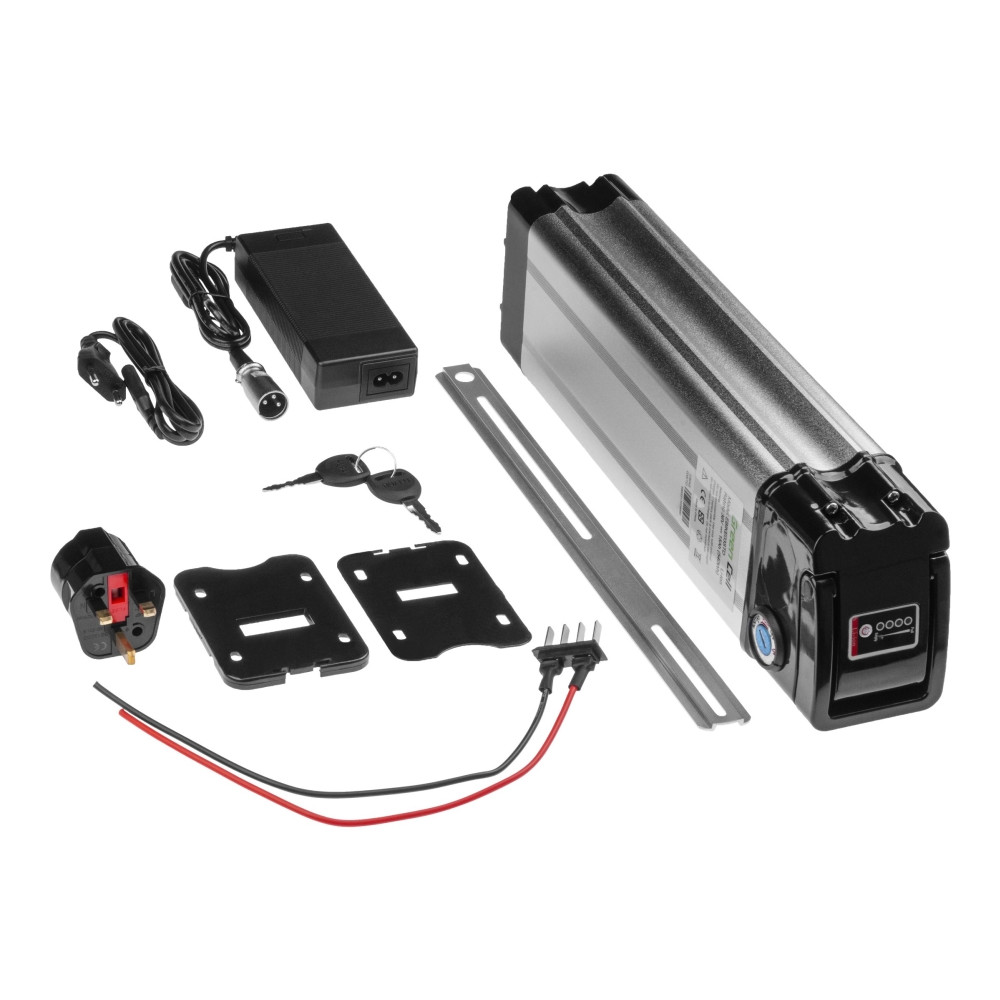 Produktbild för Green Cell batteri - 36V, silverfish - + växelströmsadapter - Li-Ion - 4 stiftkontakt
