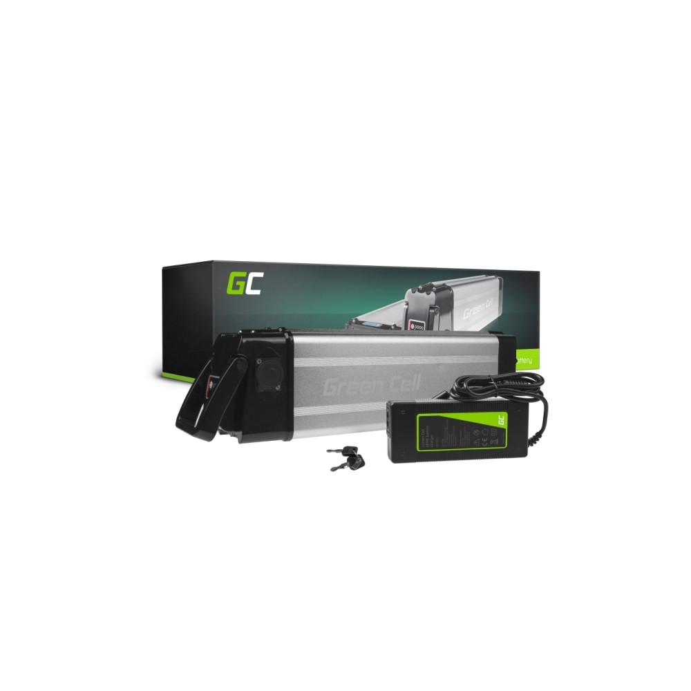 Produktbild för Green Cell batteri - 36V, silverfish - + växelströmsadapter - Li-Ion - 4 stiftkontakt