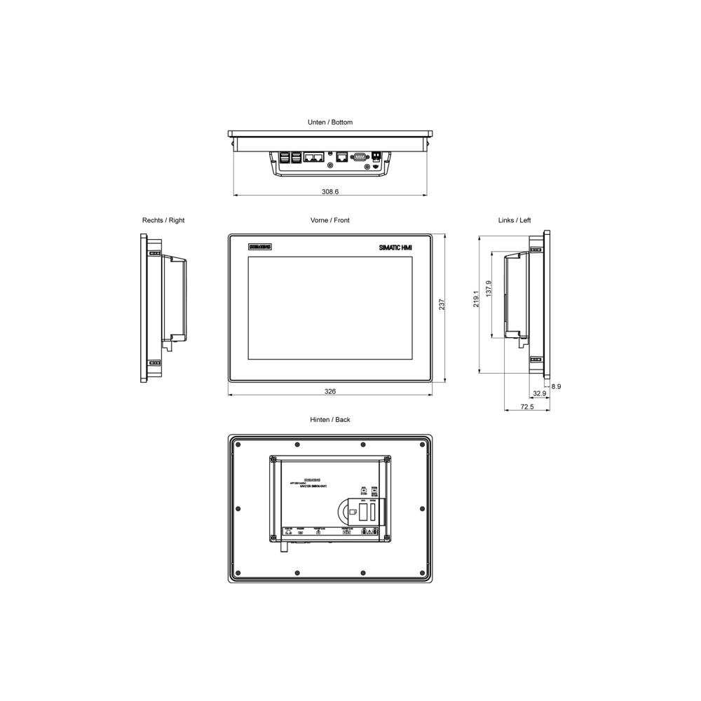 Produktbild för SIMATIC HMI MTP1200, Unified Comfort Panel, pekskärm, 12,1"...