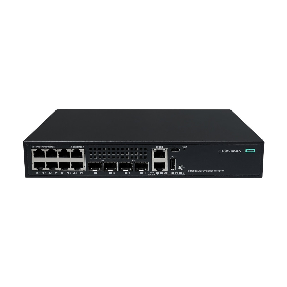 Produktbild för HPE Networking Comware 2150 8p 10M/100M/1G 2p SFP 1G 2p SFP+ 1G/10G - switch - 8 portar - Administrerad - rackmonterbar