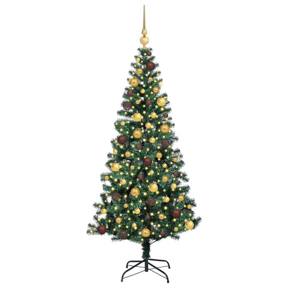 Produktbild för Konstgjord Förbelyst Julgran Grön 180 cm PVC och metall