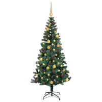 Produktbild för Konstgjord Förbelyst Julgran Grön 180 cm PVC och metall