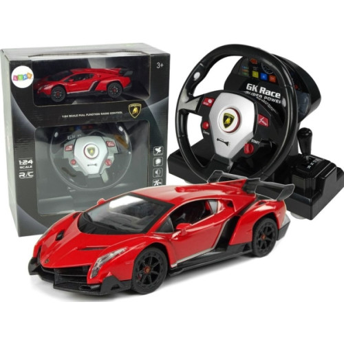LEANToys LeanToys fjärrstyrd Lamborghini Veneno, röd 2,4G, ratt, ljud...