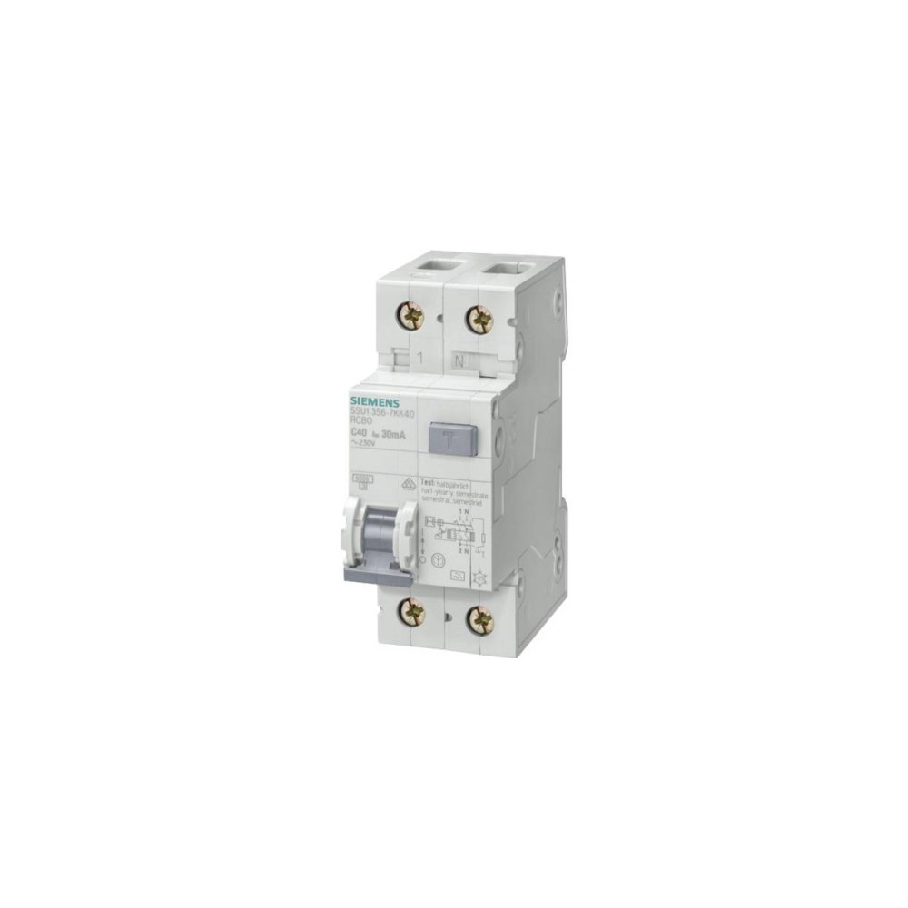 Produktbild för Kombibrytare Automat/PFI 300 mA C 13 A 1P+N 6 kA 5SU1656-7KK...