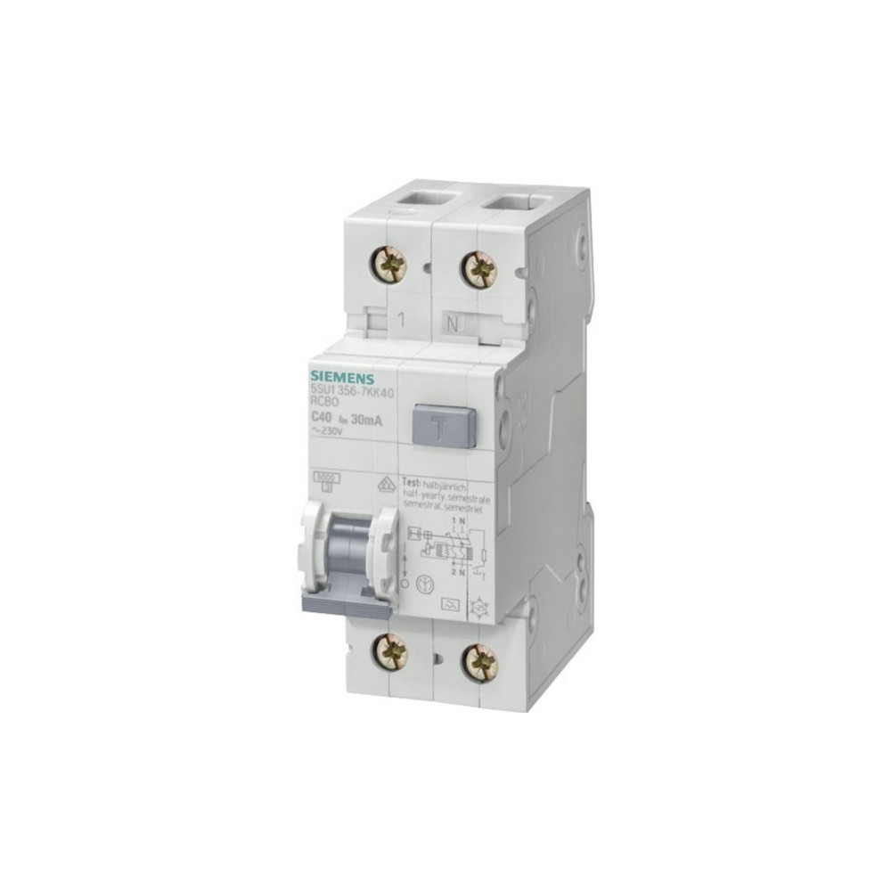 Produktbild för Kombibrytare Automat/PFI 300 mA C 13 A 1P+N 6 kA 5SU1656-7KK...