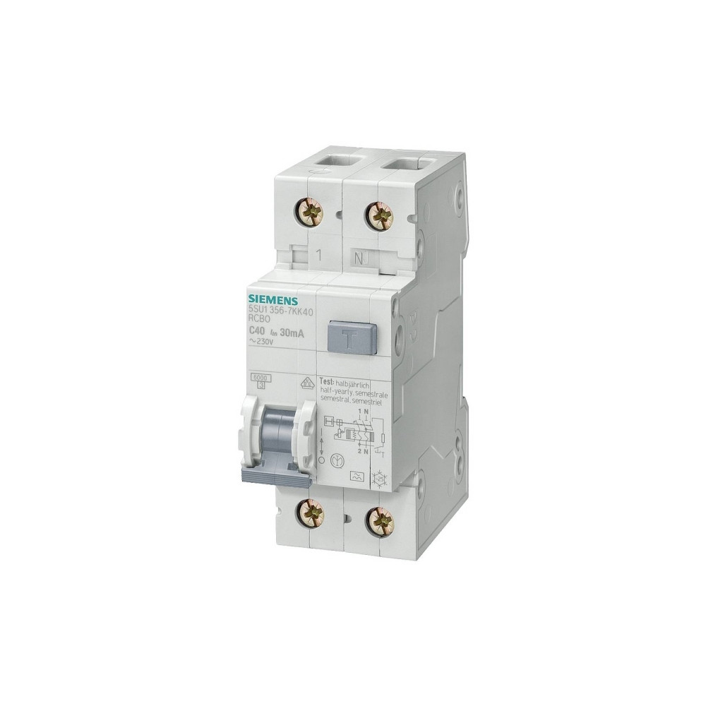 Produktbild för Kombibrytare Automat/PFI 300 mA C 13 A 1P+N 6 kA 5SU1656-7KK...