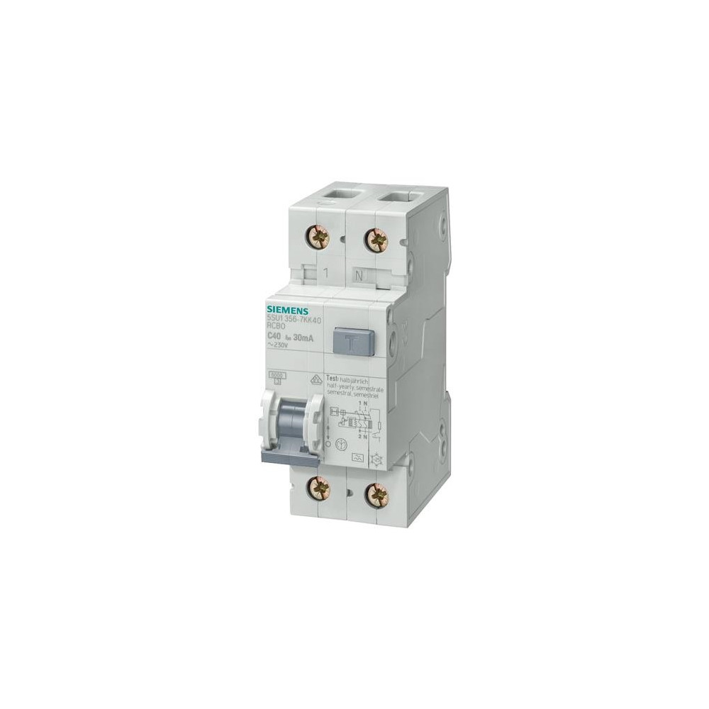 Produktbild för Kombibrytare Automat/PFI 300 mA C 13 A 1P+N 6 kA 5SU1656-7KK...