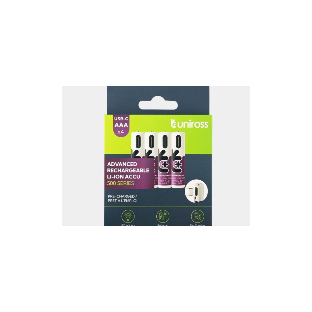 Produktbild för Uniross Mini AAA uppladdningsbara batterier 1,5V 400 mAh 4-p...