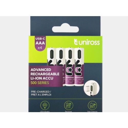 Uniross Batteries Uniross Mini AAA uppladdningsbara batterier 1,5V 400 mAh 4-p...