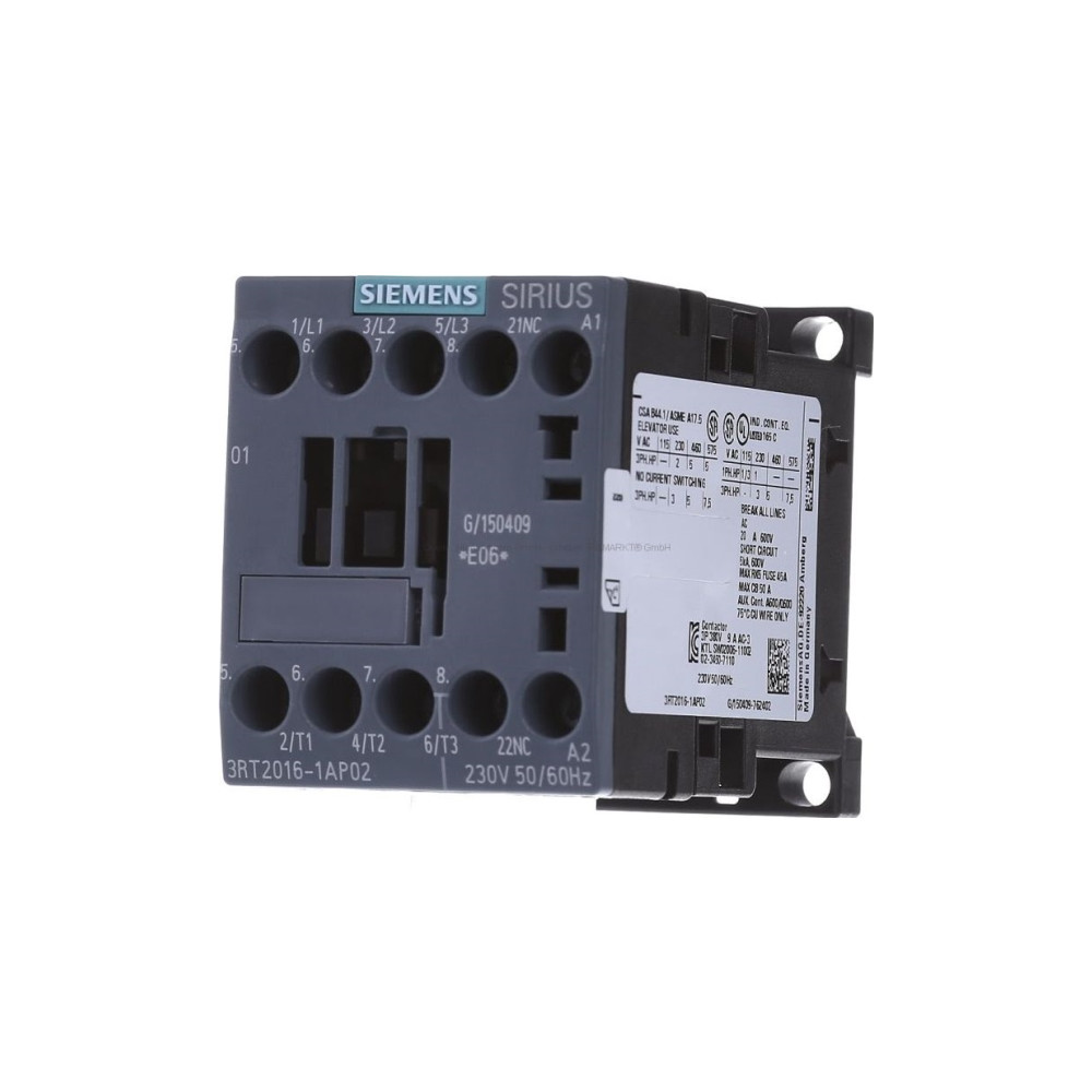 Produktbild för Siemens 3RT2016-1AP02 Contactor 3 x brytare 4 kW 230 V/AC 9...