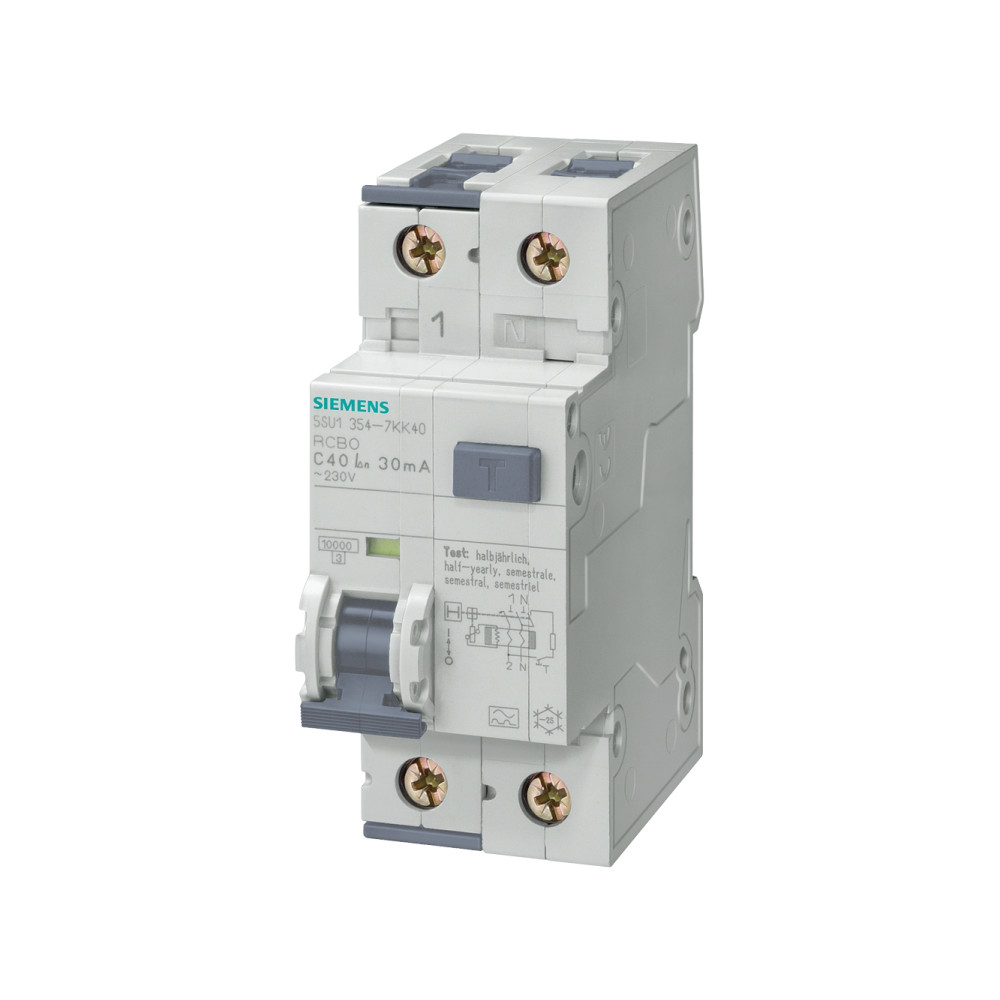 Produktbild för SIEMENS Kombinationsbrytare C 10A, 1-polig + nollC-karaktäri...