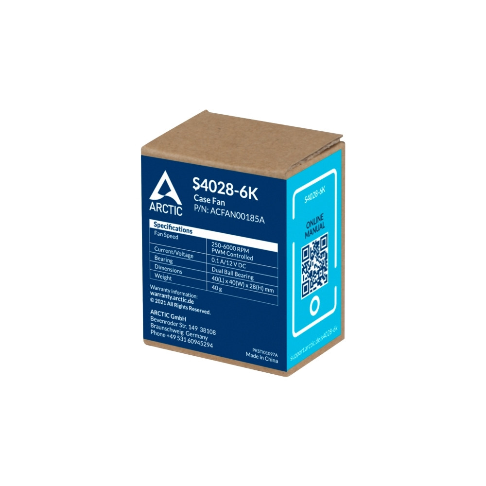 Produktbild för ARCTIC S4028-6K, Fan, 4 cm, 250 RPM, 6000 RPM, 7,1 cfm, 12,0...
