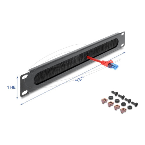 DeLOCK Delock kabelhanteringspanel med borste för rack - 1U - 12"