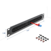 Produktbild för Delock kabelhanteringspanel med borste för rack - 1U - 12"
