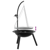 Produktbild för Eldstad med justerbart grillgaller ⌀55,5 x 107,5 cm Stål Svart