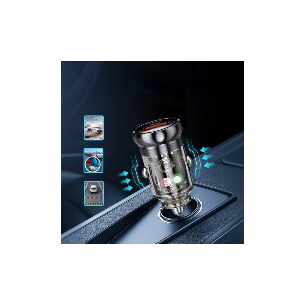 Produktbild för Wozinsky bil­laddare 65W – USB-C PD 65W / USB-A 45W QC 3.0,...
