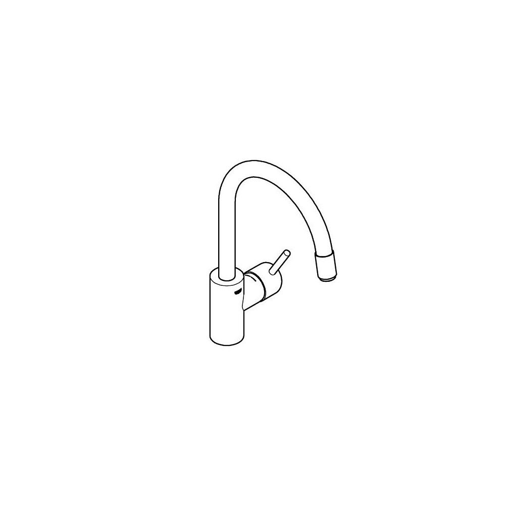 Produktbild för Grohe Concetto, Etgrebskøkkenbatteri, højt udløb, Grohe Zero