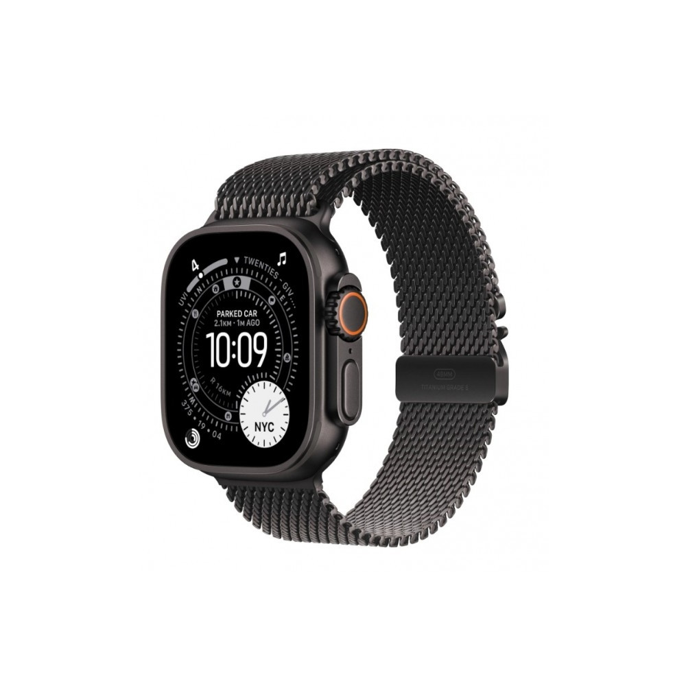 Produktbild för Apple Watch Ultra 3 - svart titan - Ja smart klocka med milanesisk loop - svart - 64 GB