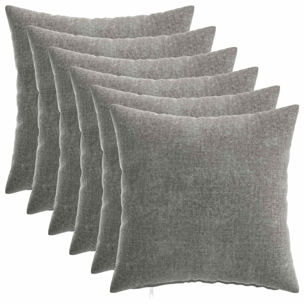 Produktbild för Kuddöverdrag 6 st HEERLEN Mörkgrå 30 x 30 cm Chenilletyg