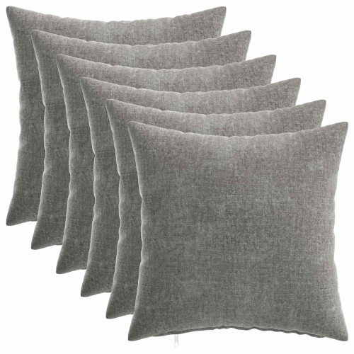 vidaXL Kuddöverdrag 6 st HEERLEN Mörkgrå 30 x 30 cm Chenilletyg
