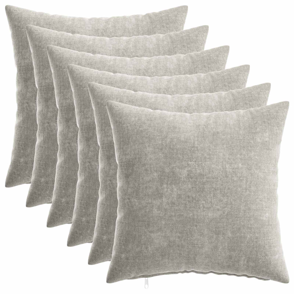 Produktbild för Kuddöverdrag 6 st HEERLEN Ljusgrå 30 x 30 cm Chenilletyg