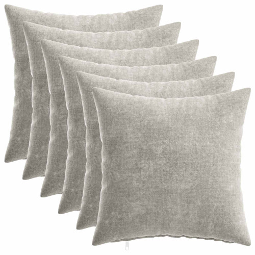 vidaXL Kuddöverdrag 6 st HEERLEN Ljusgrå 30 x 30 cm Chenilletyg