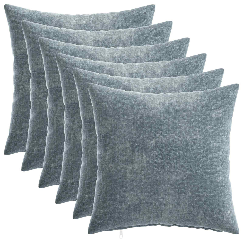 Produktbild för Kuddöverdrag 6 st HEERLEN Ljusblå 30 x 30 cm Chenilletyg
